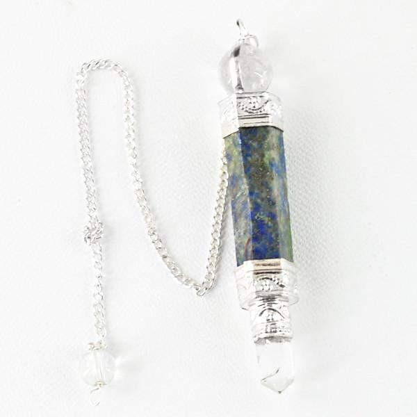 gemsmore:Natural Lapis Lazuli White Quartz Healing Ball Point Pendulum