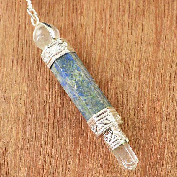 gemsmore:Natural Lapis Lazuli White Quartz Healing Ball Point Pendulum