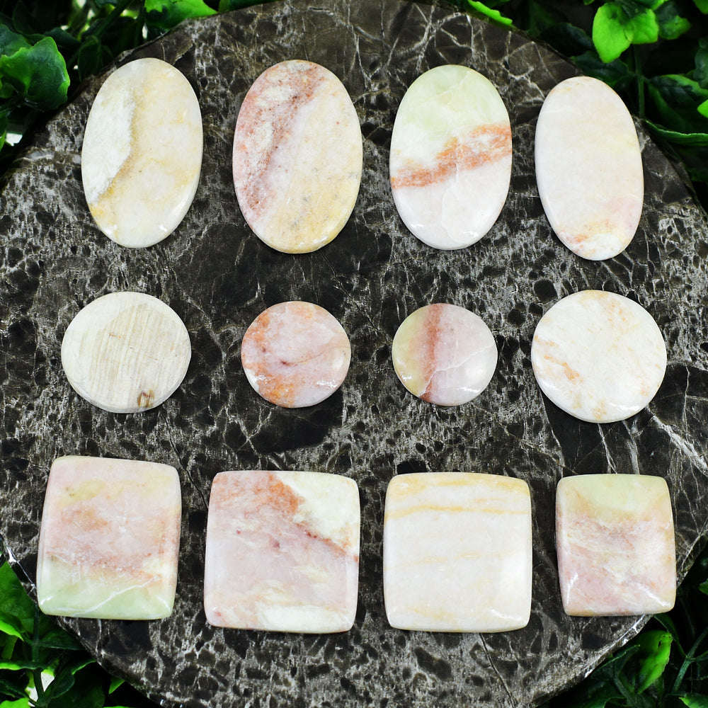 gemsmore:Natural Lemon Crysoprase Untreated Gemstone Cabochon Lot