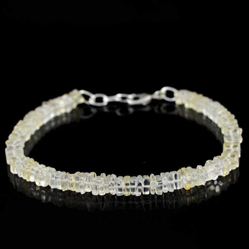 gemsmore:Natural Lemon Quartz Bracelet 54.50 Cts Untreated Beads