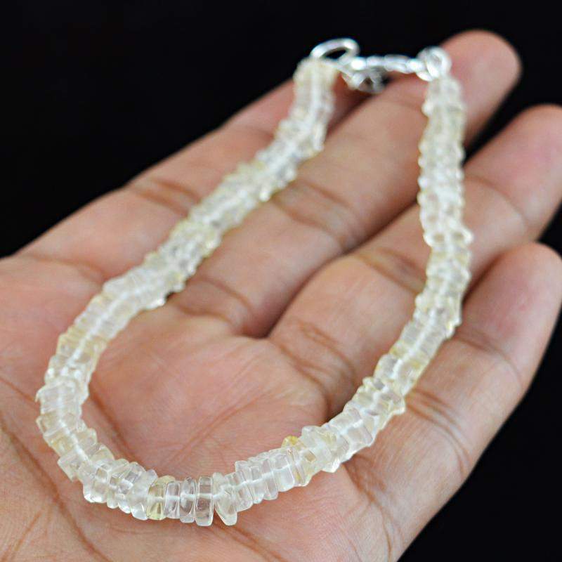 gemsmore:Natural Lemon Quartz Bracelet 54.50 Cts Untreated Beads