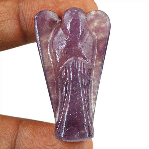 gemsmore:Natural Lepidolite Carved Healing Angel Gemstone