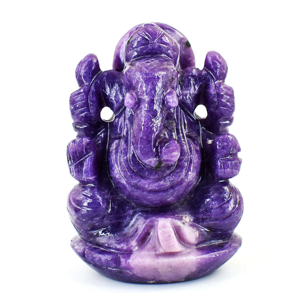 gemsmore:Natural Lepidolite Hand Carved Genuine Crystal Gemstone Carving Lord Ganesha