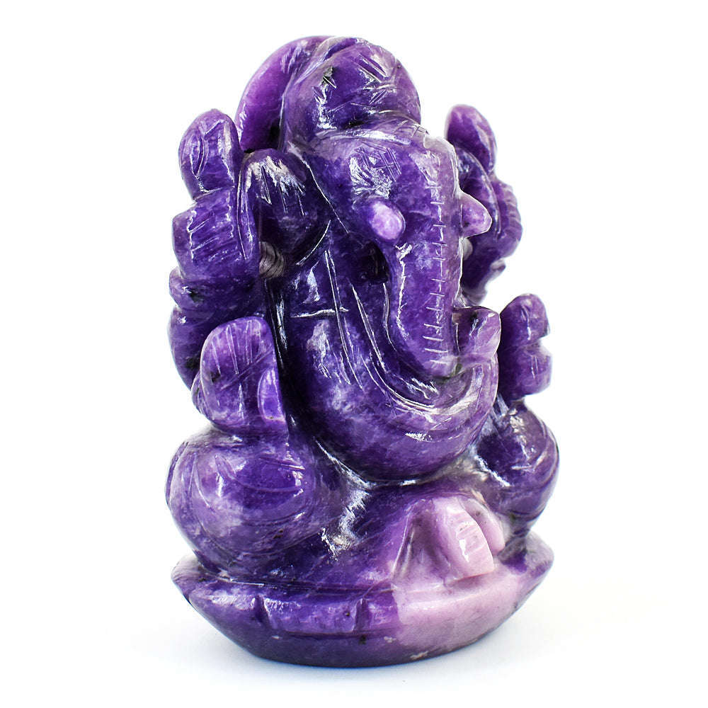 gemsmore:Natural Lepidolite Hand Carved Genuine Crystal Gemstone Carving Lord Ganesha