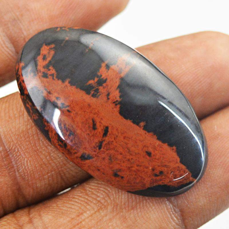 gemsmore:Natural Mahagony Jasper Oval Shape Gemstone