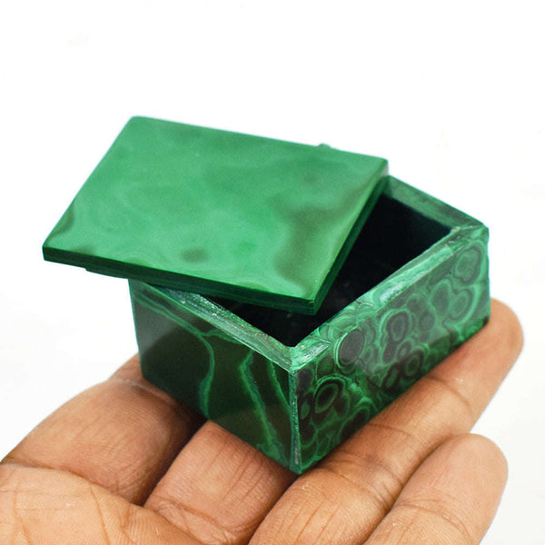 gemsmore:Natural  Malachite Hand Carved Genuine Crystal Gemstone Box
