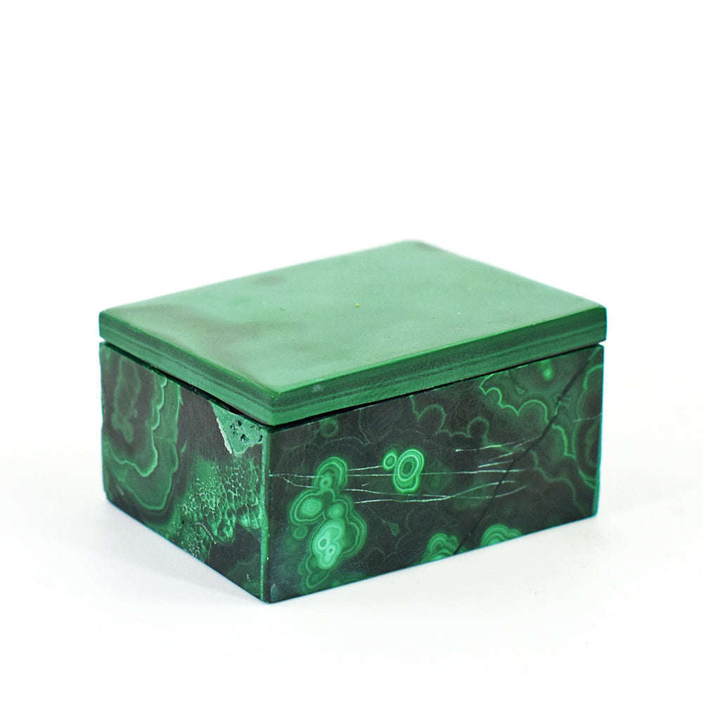 gemsmore:Natural  Malachite Hand Carved Genuine Crystal Gemstone Box