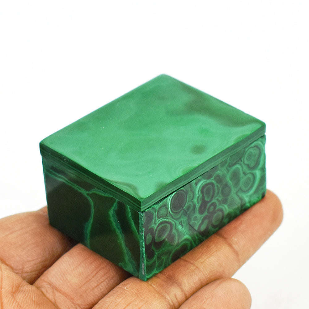 gemsmore:Natural  Malachite Hand Carved Genuine Crystal Gemstone Box