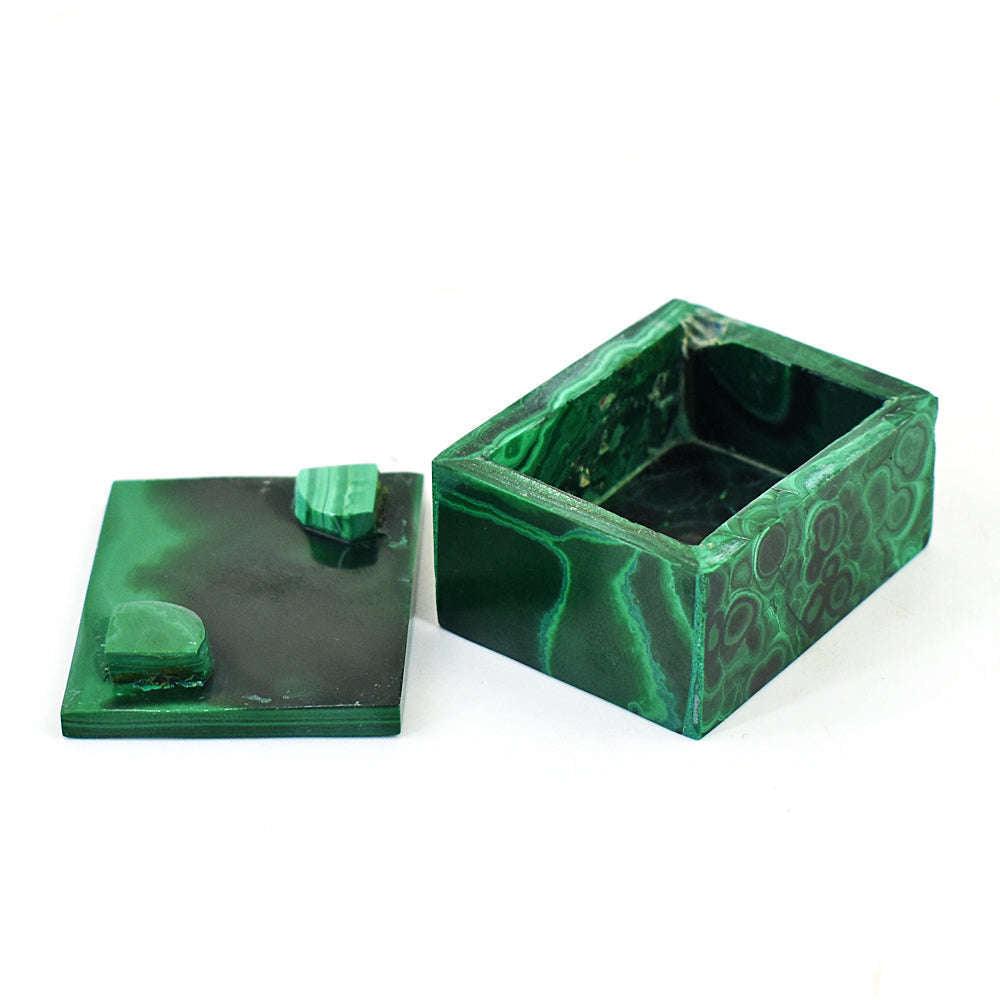 gemsmore:Natural  Malachite Hand Carved Genuine Crystal Gemstone Box