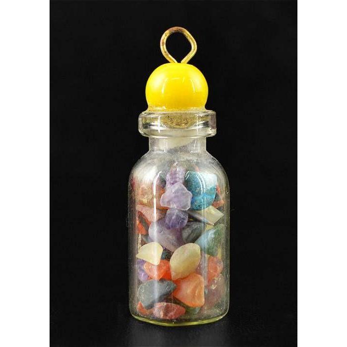 gemsmore:Natural Mix Gem Reiki Healing Bottle Pendant