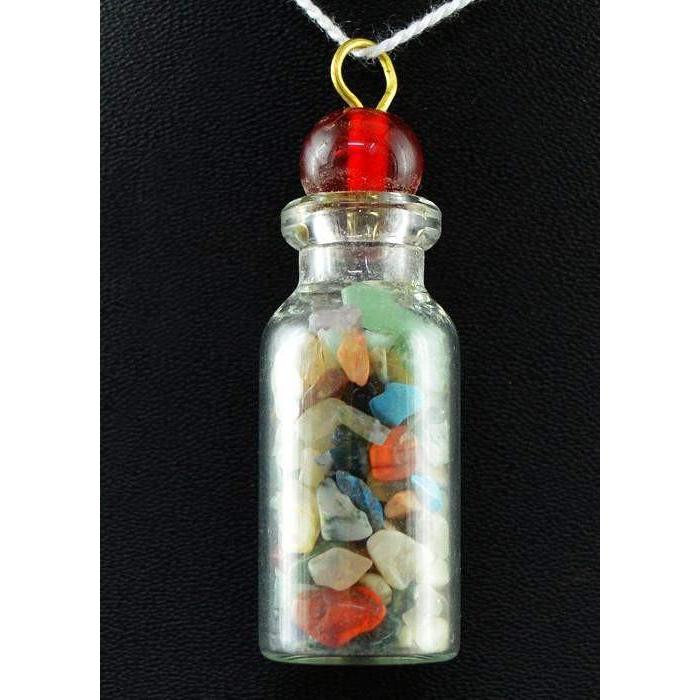 gemsmore:Natural Mix Gemstone Healing Bottle Pendant