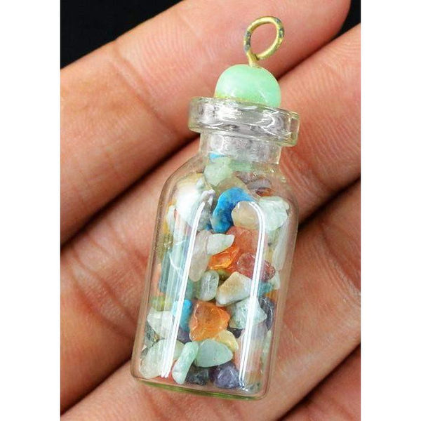 gemsmore:Natural Mix Gemstone Healing Bottle Pendant