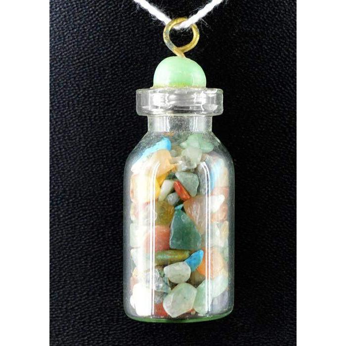 gemsmore:Natural Mix Gemstone Healing Bottle Pendant