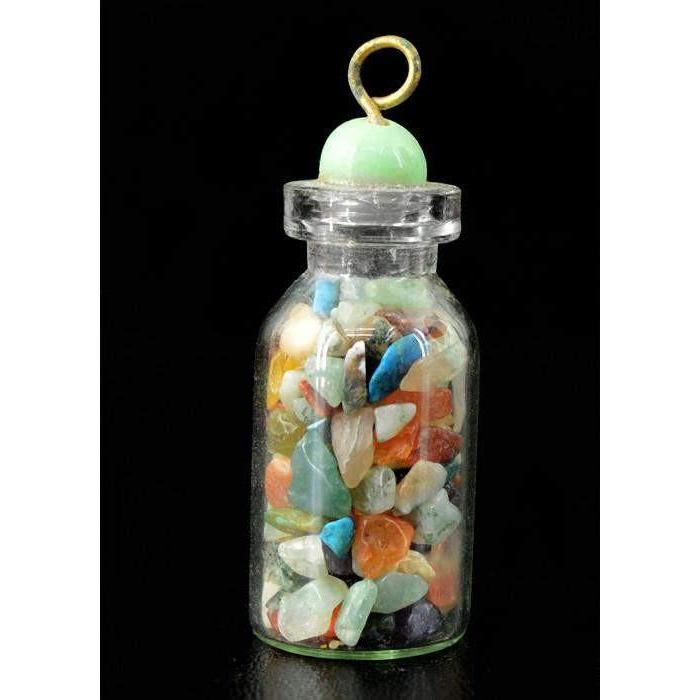 gemsmore:Natural Mix Gemstone Healing Bottle Pendant