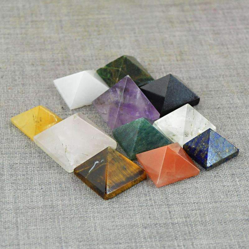 gemsmore:Natural Mix Gemstone Healing Pyramid Lot
