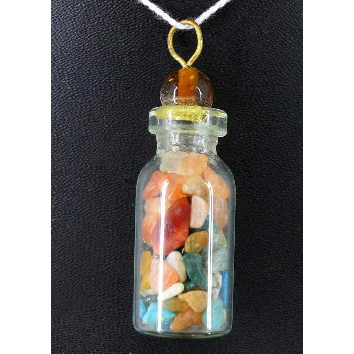 gemsmore:Natural Mix Gemstone Untreated Healing Bottle Pendant