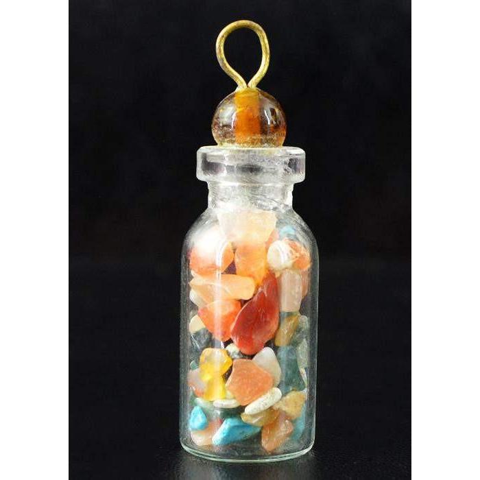 gemsmore:Natural Mix Gemstone Untreated Healing Bottle Pendant