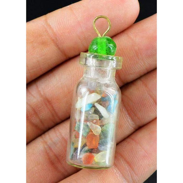 gemsmore:Natural Mix Gemstones Reiki Healing Bottle Pendant