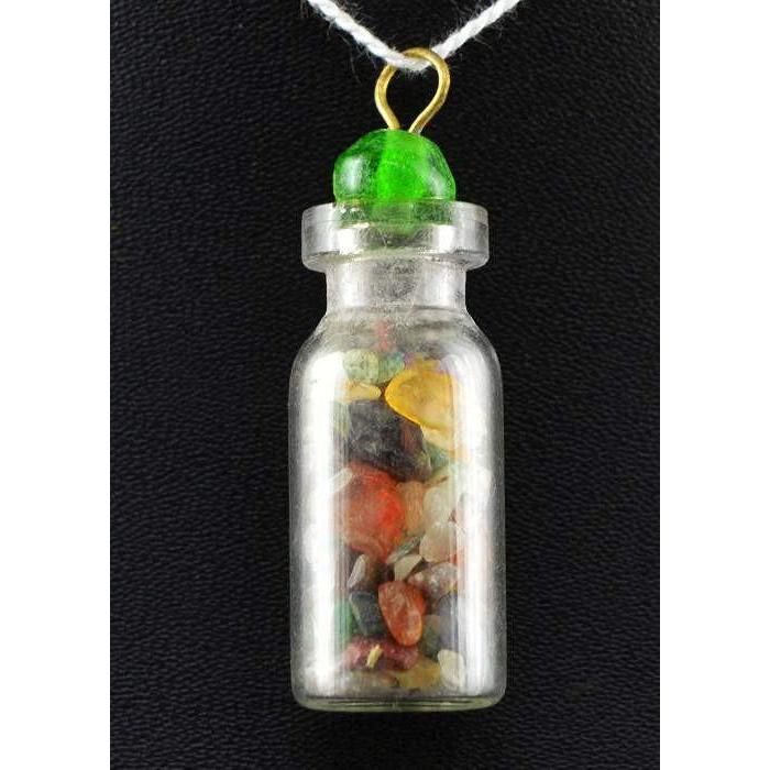 gemsmore:Natural Mix Gemstones Reiki Healing Bottle Pendant