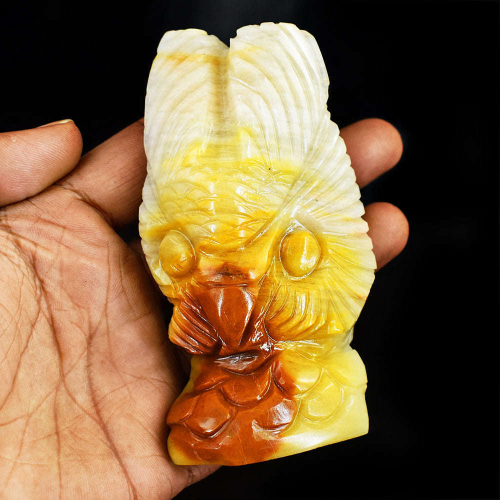 gemsmore:Natural Mookaite Hand Carved Genuine Crystal Gemstone Carving Owl