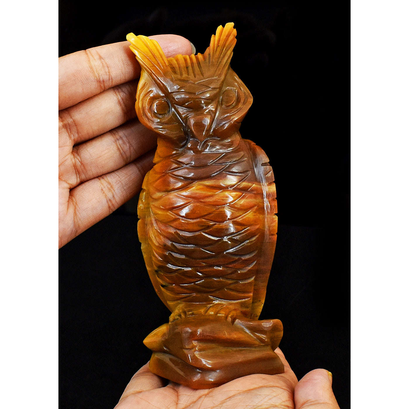 gemsmore:Natural Mookaite Hand Carved Genuine Crystal Gemstone Carving Owl