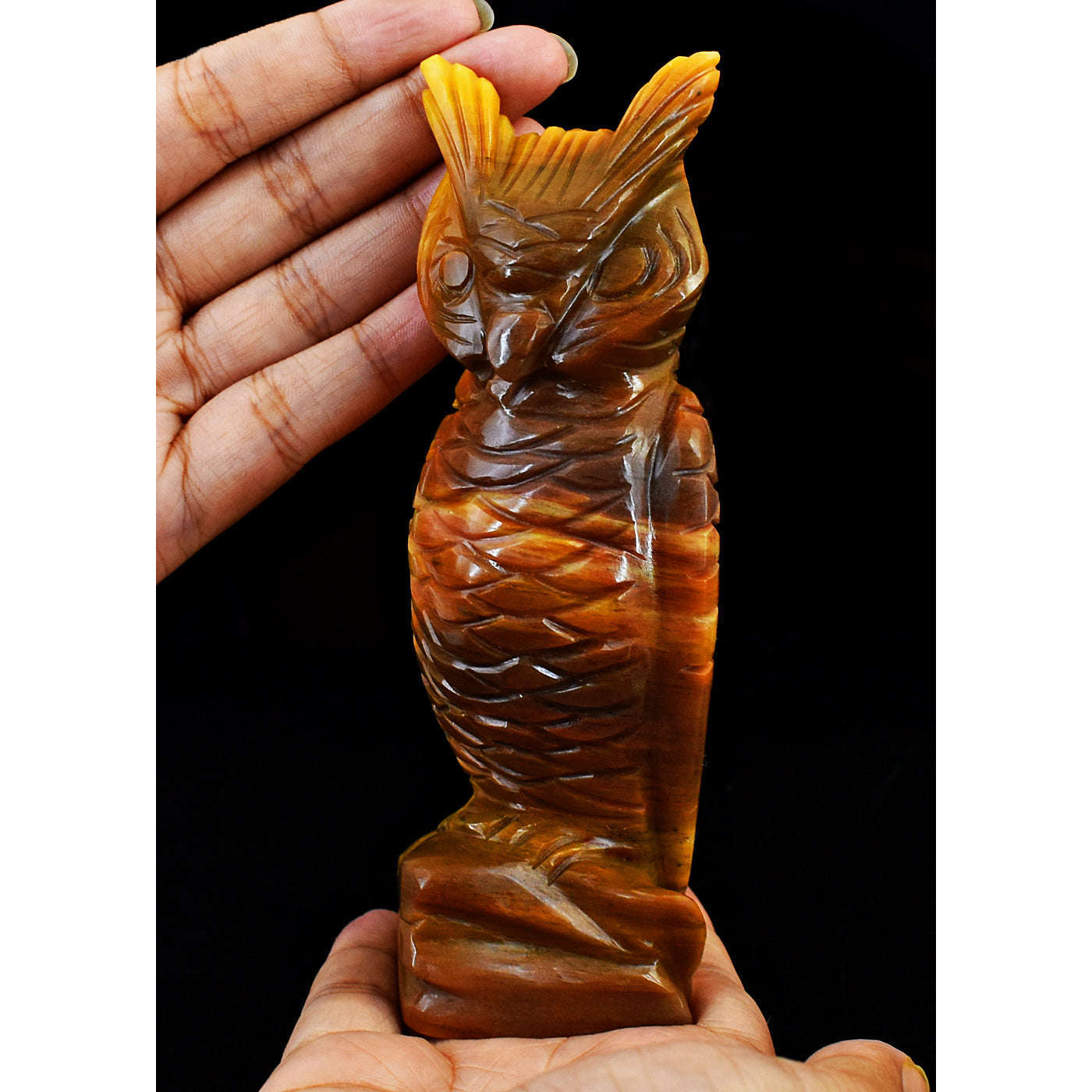 gemsmore:Natural Mookaite Hand Carved Genuine Crystal Gemstone Carving Owl