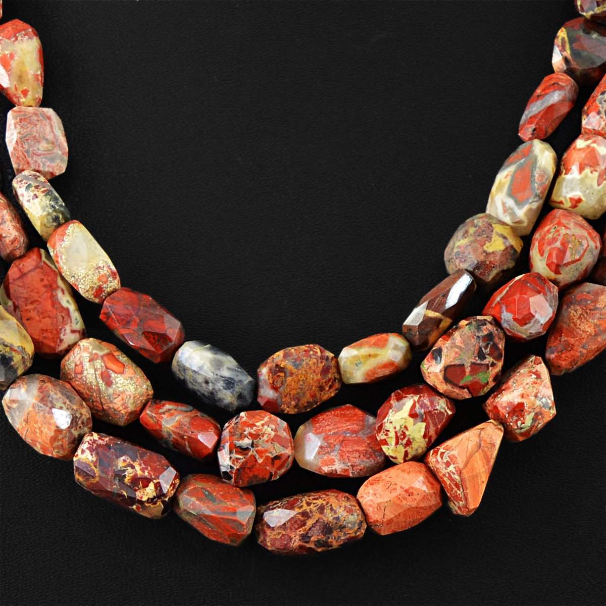 gemsmore:Natural Mookaite Necklace Faceted Beads - 3 Lines