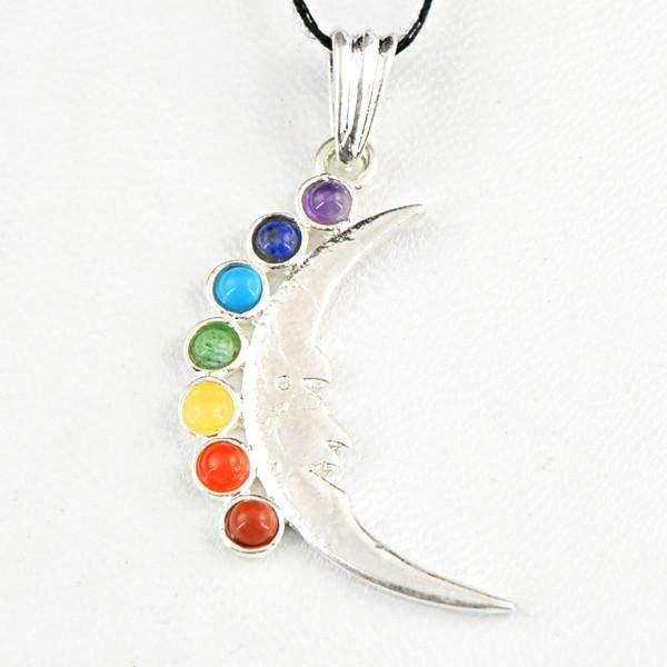 gemsmore:Natural Moon Seven Chakra Reiki Crystal Healing Pendant