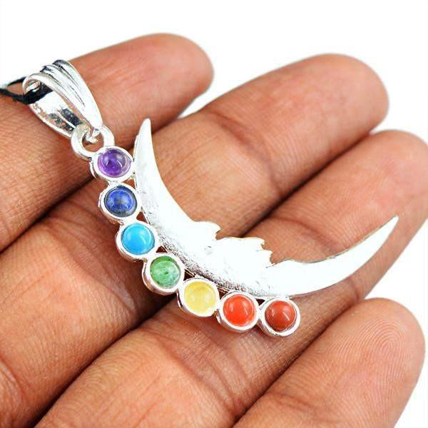 gemsmore:Natural Moon Seven Chakra Reiki Crystal Healing Pendant