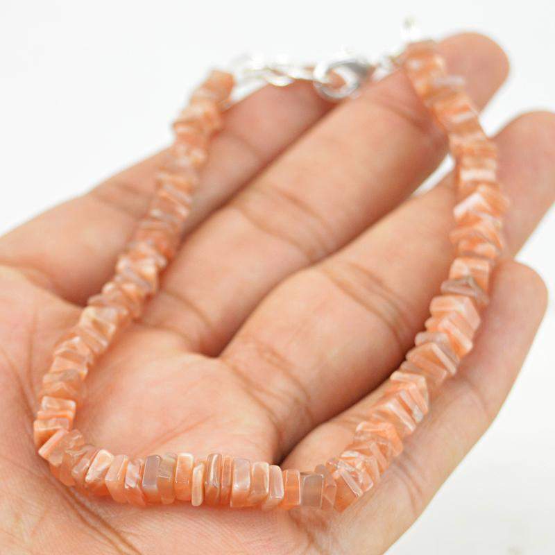 gemsmore:Natural Moonstone Beads Bracelet