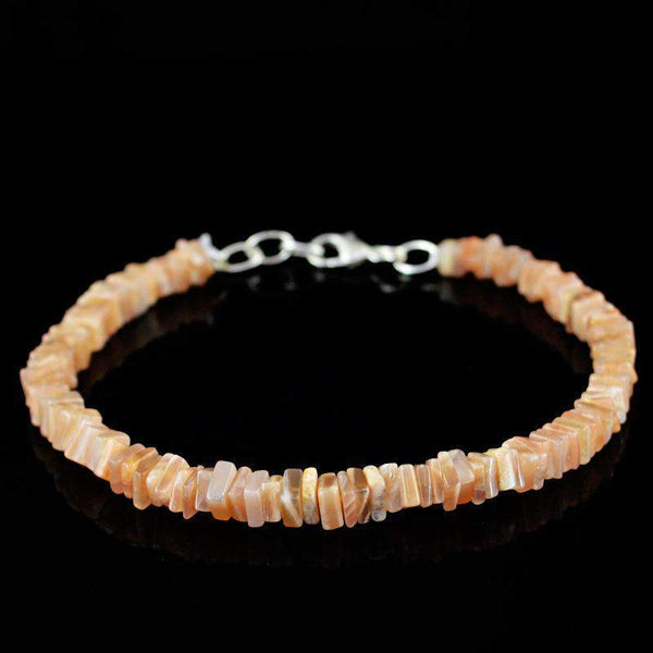 gemsmore:Natural Moonstone Bracelet 58.00 Cts Untreated Beads