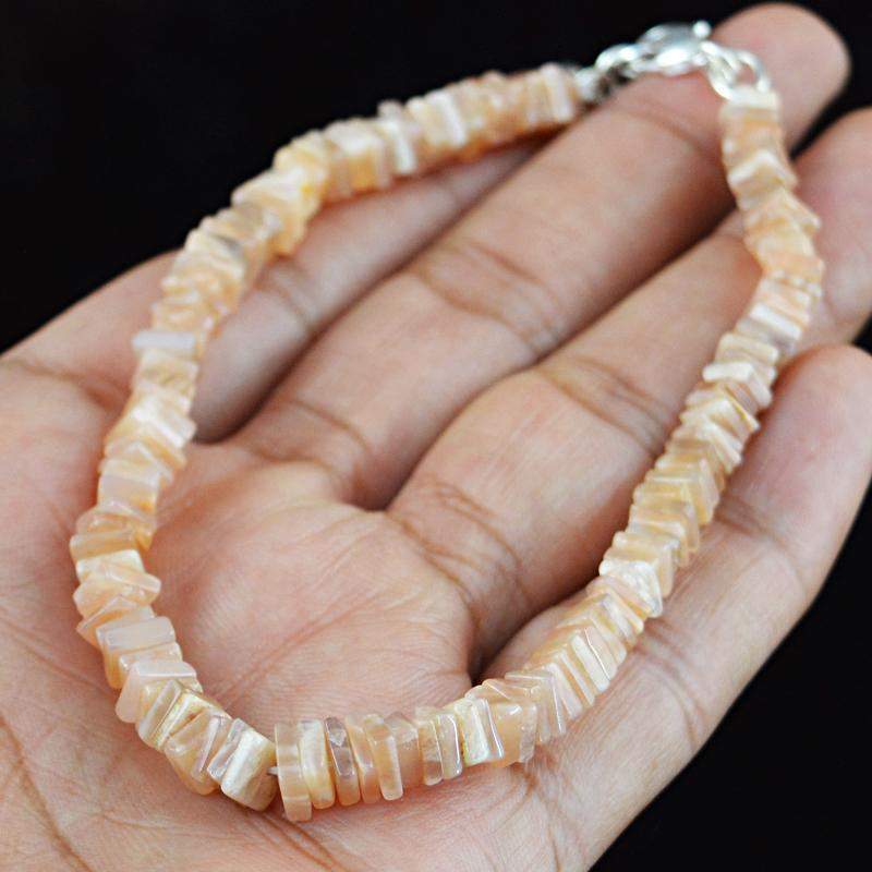 gemsmore:Natural Moonstone Bracelet 58.00 Cts Untreated Beads