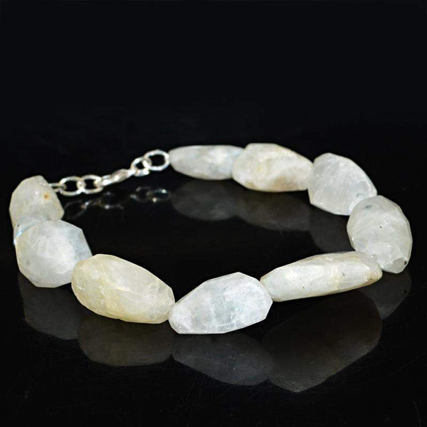 gemsmore:Natural Moonstone Bracelet Faceted Beads