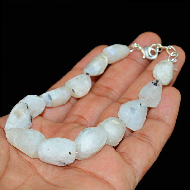 gemsmore:Natural Moonstone Bracelet Faceted Beads