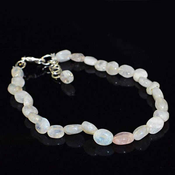 gemsmore:Natural Moonstone Bracelet Oval Shape Beads
