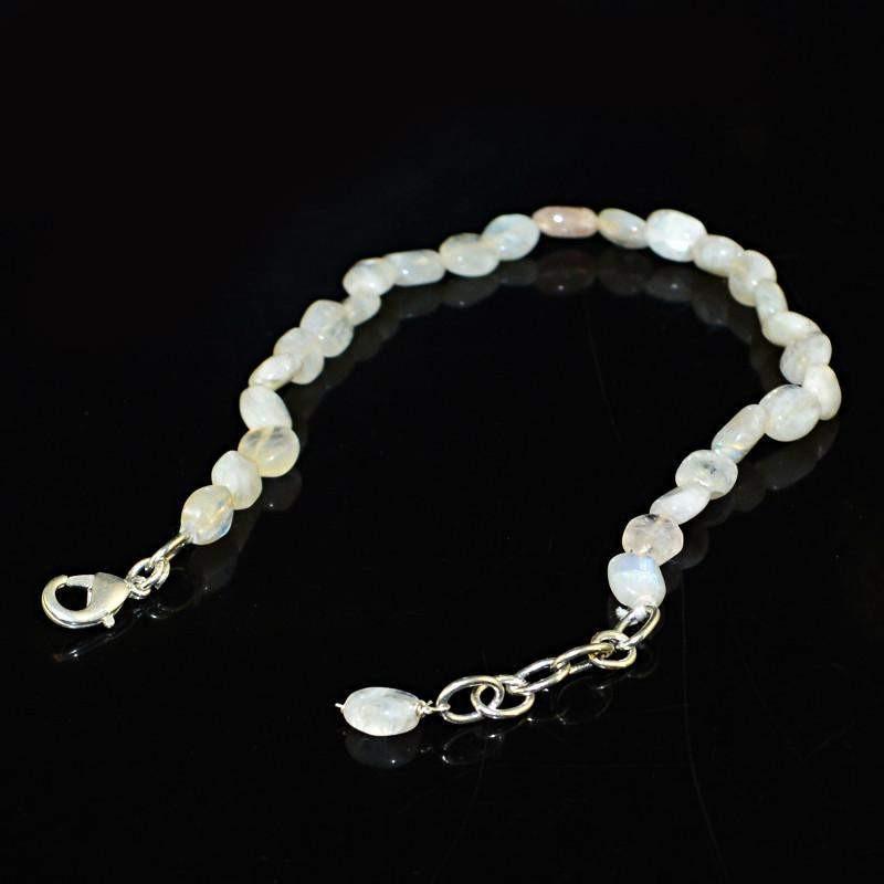 gemsmore:Natural Moonstone Bracelet Oval Shape Beads