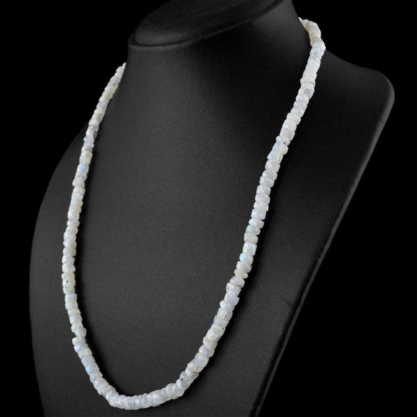 gemsmore:Natural Moonstone Necklace - 20 Inches Long Untreated Beads