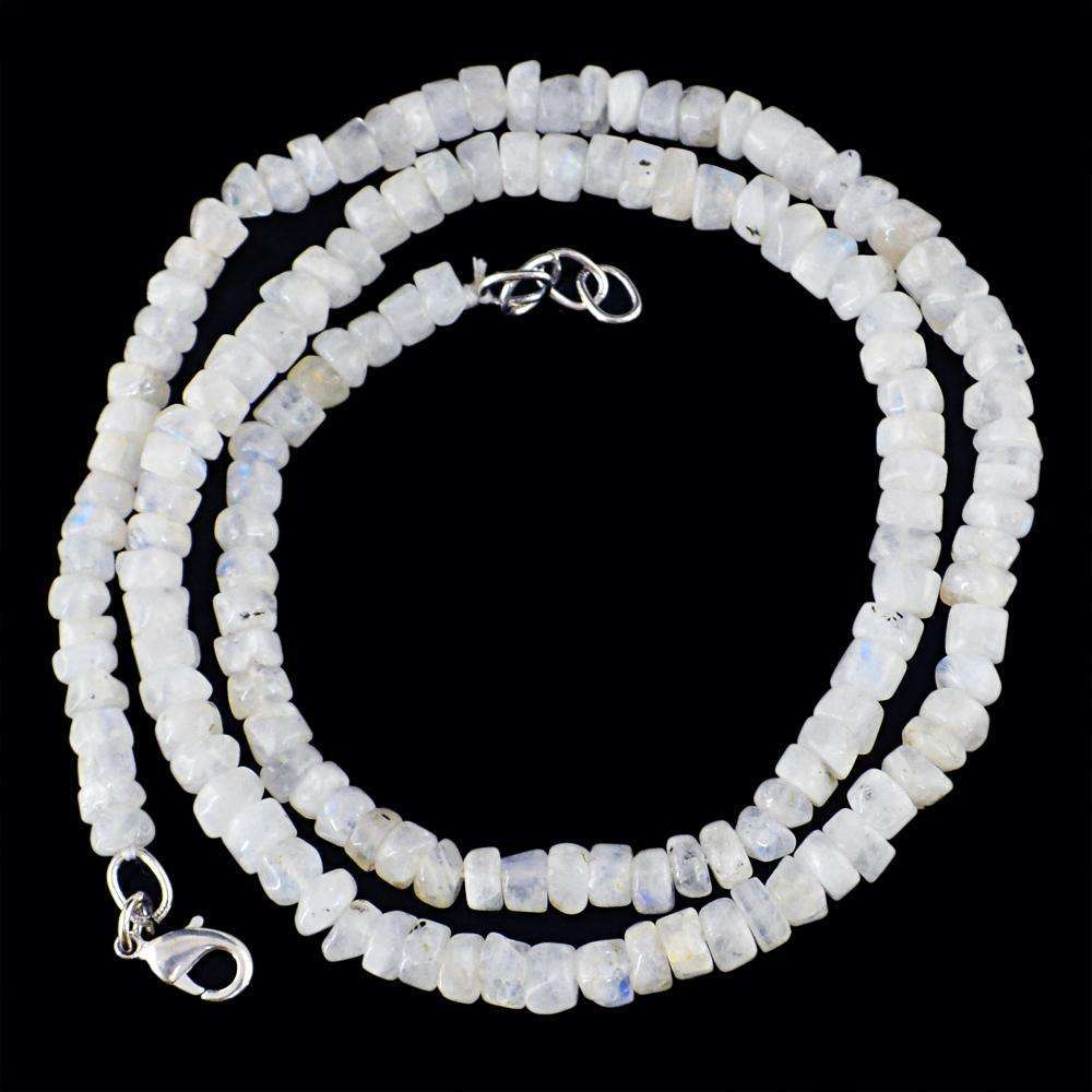 gemsmore:Natural Moonstone Necklace - 20 Inches Long Untreated Beads