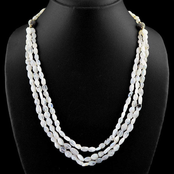 gemsmore:Natural Moonstone Necklace Faceted Beads