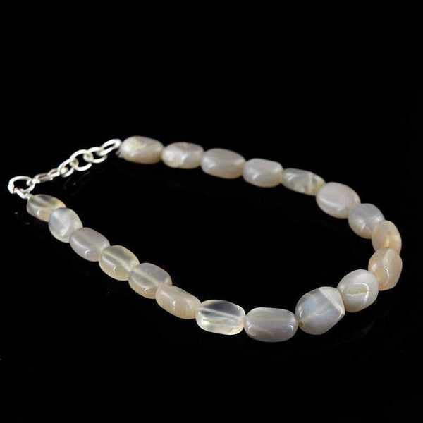 gemsmore:Natural Moonstone Oval Shape Beads Bracelet