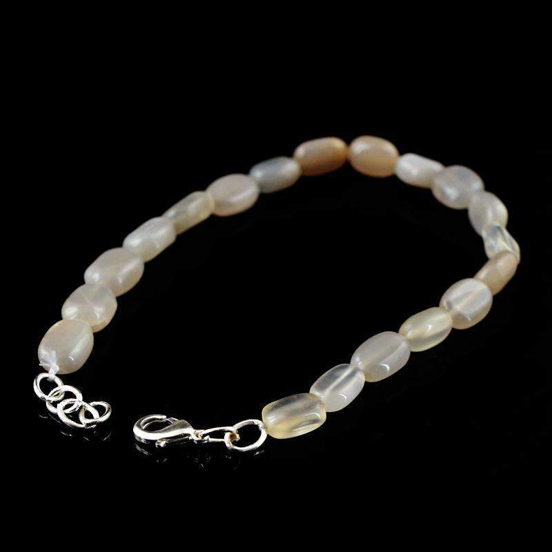gemsmore:Natural Moonstone Oval Shape Beads Bracelet