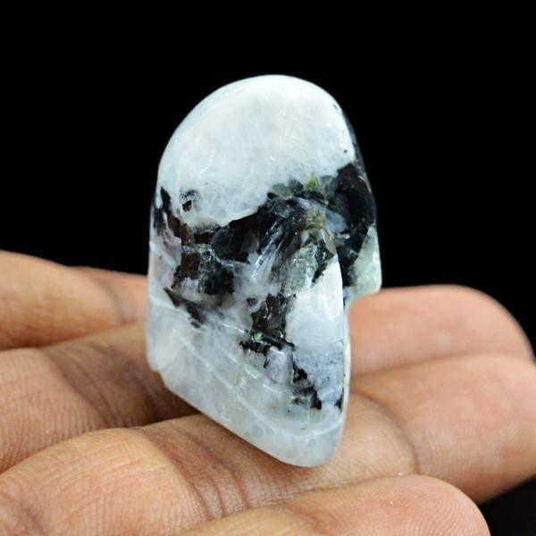 gemsmore:Natural Moonstone Single Gem Hand Carved Skull Gemstone