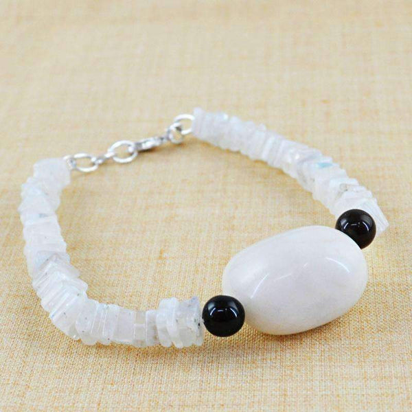 gemsmore:Natural Moonstone & Smoky Quartz Beads Bracelet