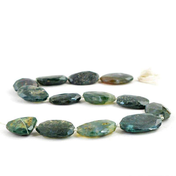 gemsmore:Natural Moss Agate Beads Strand - Faceted Drilled