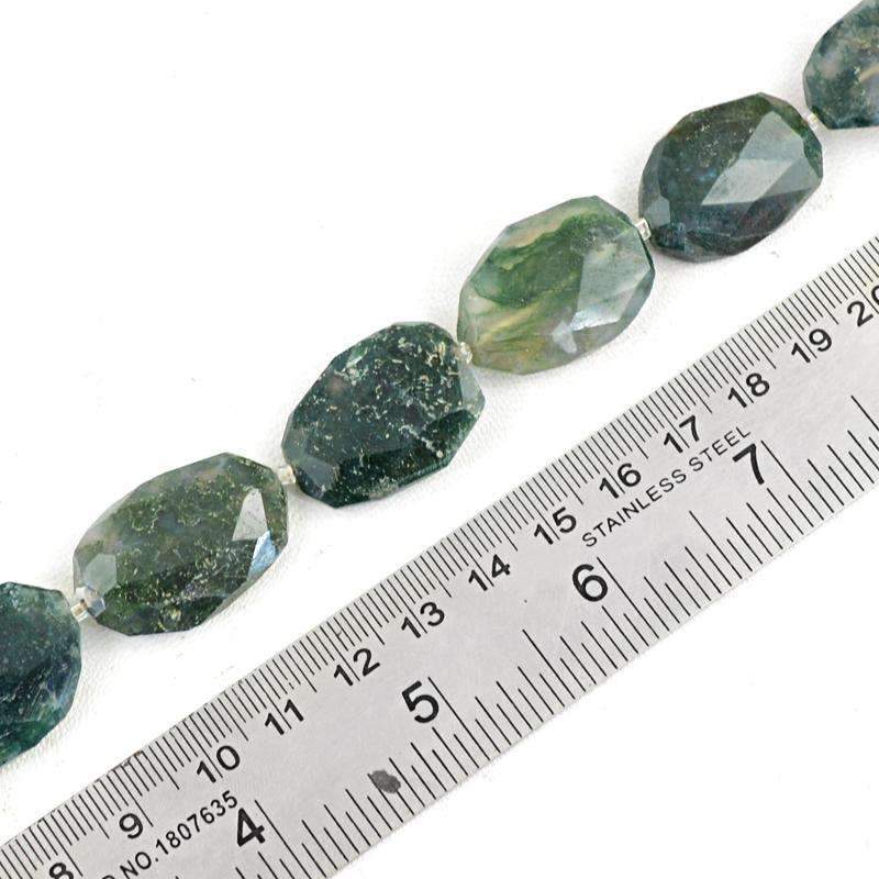 gemsmore:Natural Moss Agate Beads Strand - Faceted Drilled
