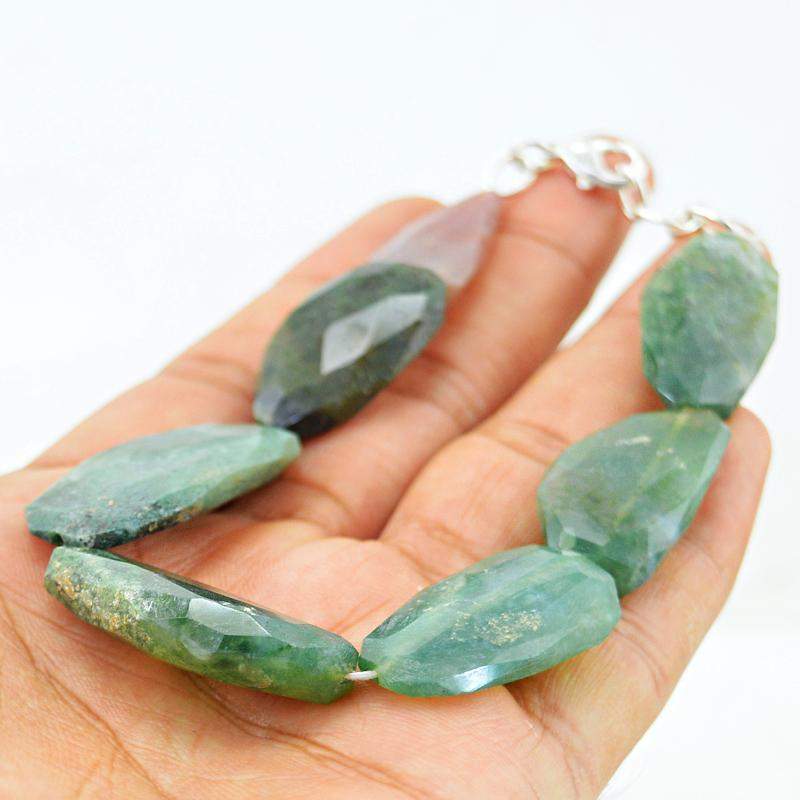 gemsmore:Natural Moss Agate Bracelet Faceted Beads