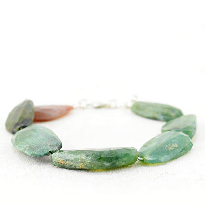 gemsmore:Natural Moss Agate Bracelet Faceted Beads