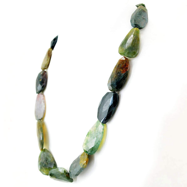 gemsmore:Natural Moss Agate Necklace Untreated Faceted Beads