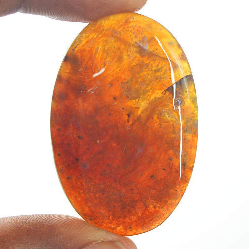 gemsmore:Natural Moss Agate Oval Shape Genuine Gemstone