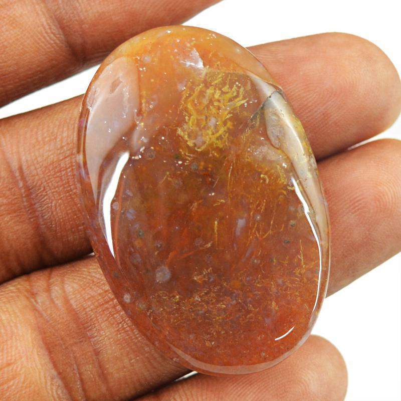 gemsmore:Natural Moss Agate Oval Shape Genuine Gemstone